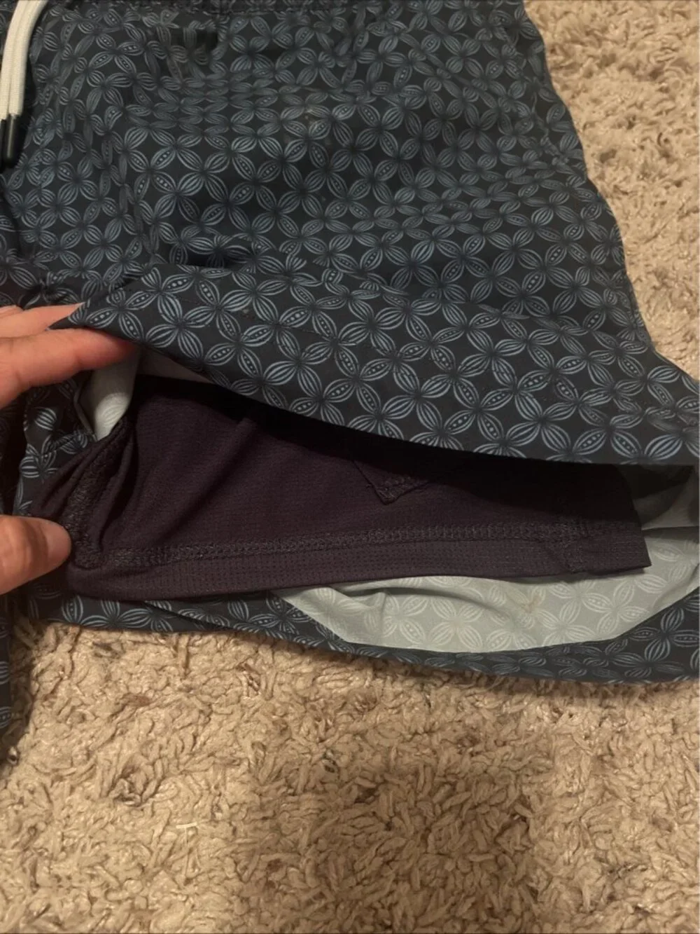 Berkley Jensen Men Small Swim Trunks Blue Geometric Medallion Print Board Shorts